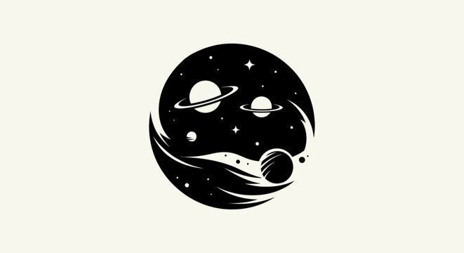 Cosmic scene with planets and stars