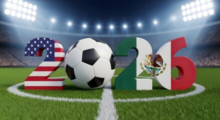 Naklejka premium Usa and mexico co host 2026 fifa world cup
