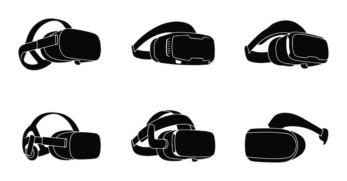 Virtual Reality Headsets Collection, VR Goggles Set, Immersive Technology Gear, Futuristic Entertainment Devices