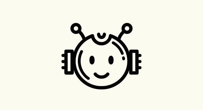 Robot icon in black and white