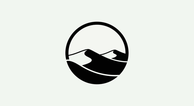 Desert landscape icon in circular frame