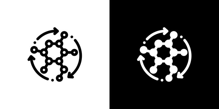 Glucose Metabolism Science icon concept with flat Black White Background. Vector illustration.