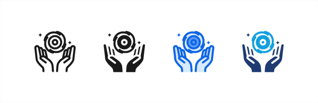 Energy Healing Hands Light Icon multiple style collection. Vector illustration.
