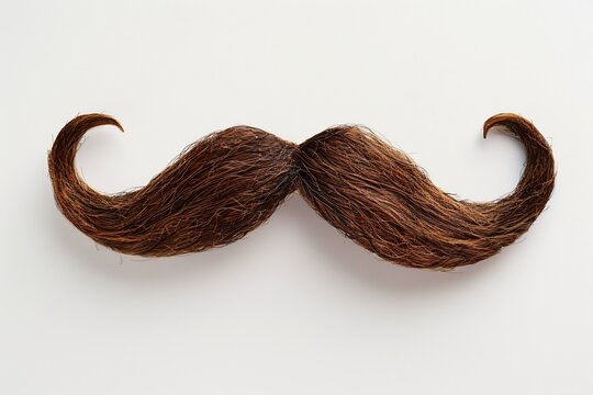 Moustache en guidon rousse isol&eacute;e sur fond blanc, symbole classique de la F&ecirc;te des p&egrave;res, style vintage et hipster, accessoire de mode masculine, concept de barbier traditionnel.