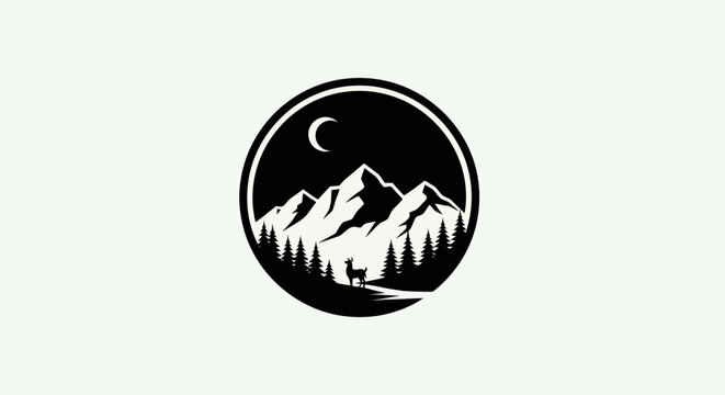 Mountain landscape emblem vector illustration