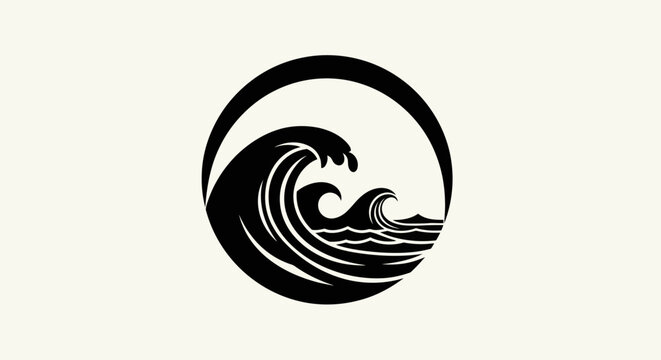 Abstract wave design in circular frame