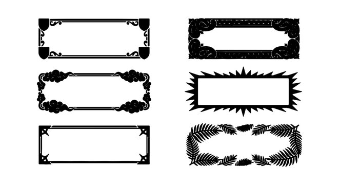 Decorative Vector Frames, Ornate Borders, Elegant Flourishes, Set of 6