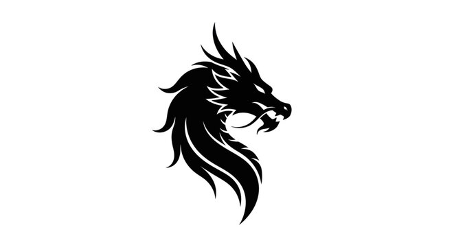 Black dragon head silhouette illustration