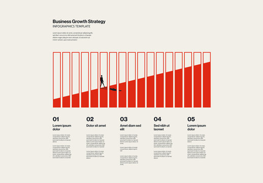 Business Growth Strategy Infographic Template with Growing Chart Illustration