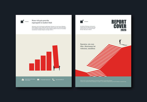 Business Report Cover Template with Stairs and Future Vision Illustration