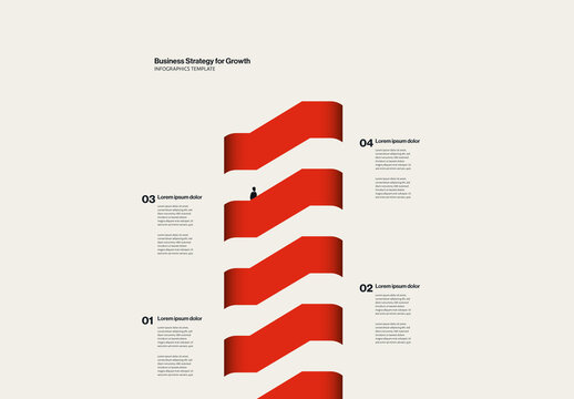 Business Strategy for Growth Infographic Template with Staircase Minimalist Illustration
