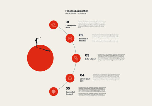 Business Project Steps Explanation Circular Infographic Template with Icons