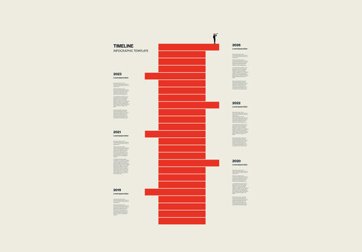 Vertical Company History Timeline Infographic Template with Block Tower Illustration