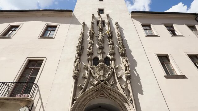 Entrance to Stara Radnice (Old Town Hall) in Brno city, Czech Republic