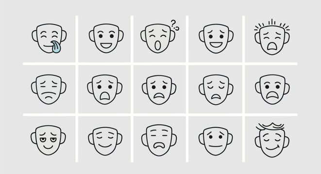 Set of human face expression icons