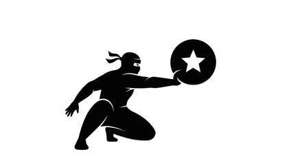 Ninja holding star emblem illustration © Sastro