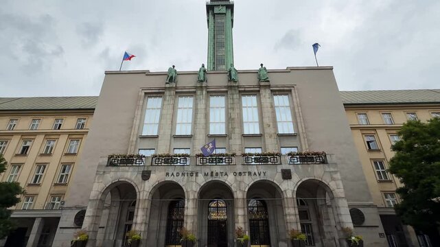 Front facade of New City Hall in Ostrava city, Czech Republic