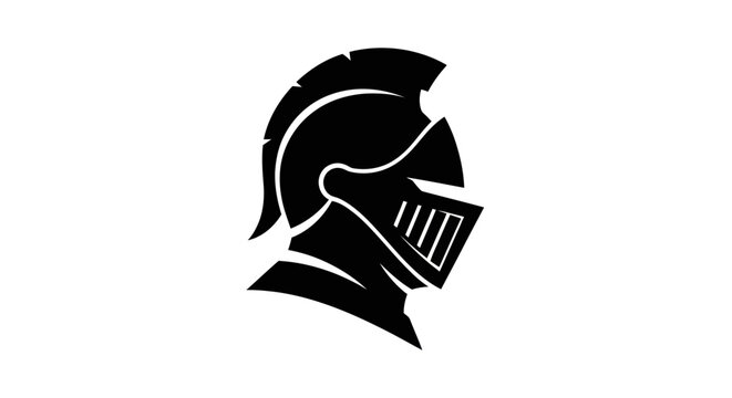 Knight helmet silhouette on white