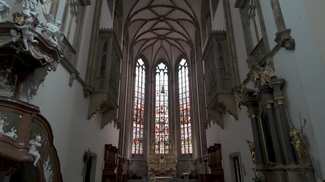 Interior of Cathedral of St Peter and Paul in Brno, Czech Republic