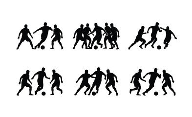 Soccer Player Silhouettes Collection, Dynamic Action Poses, Team Sports Graphics, Football Game Illustrations, Vector Set © Raju