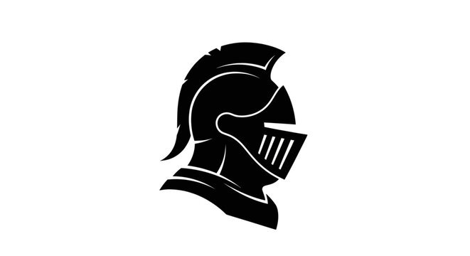 Knight helmet silhouette on white background
