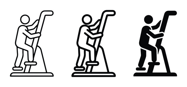 Fitness Stair Climber Icons, Exercise Machine Vector Graphics, Cardio Workout Equipment Set