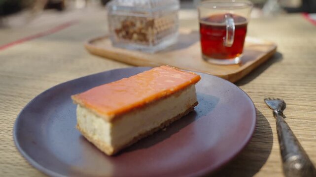 Orange Tompoes or Tompouce, a Traditional Dutch Pastry used for Celebration of the Kings Day Koningsdag in Netherlands