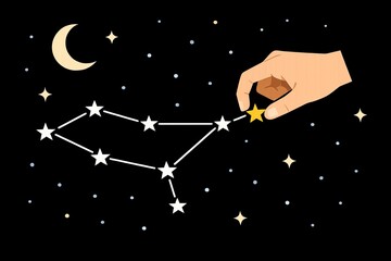 Fototapeta premium A hand grasping a star in the dark night sky, perfect for astronomy or inspirational themes