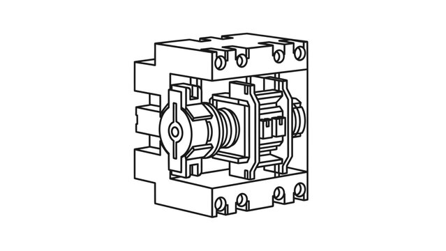 Electrical Rotary Switch, Cam Switch, Industrial Control Component, Technical Drawing