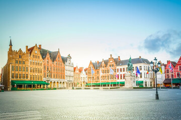 Obraz premium Market Square in old town, Bruges, Belgium