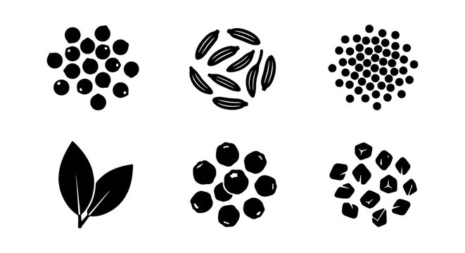 Spice Icons Set, Culinary Ingredients Vector Graphics, Food Seasoning Elements