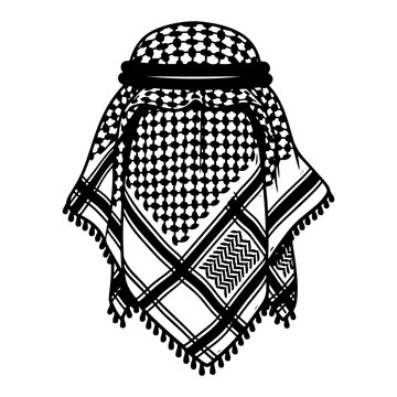 Keffiyeh traditional arabian headdress with pattern in detailed vector style