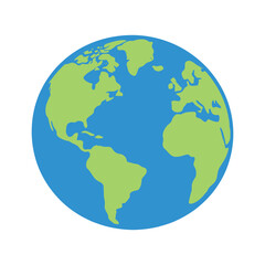 Fototapeta premium Simple flat planet earth globe icon illustration isolated on white background