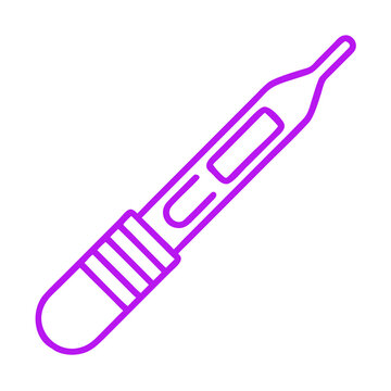 Curette in bold outline style, purple color, medical tool for procedures