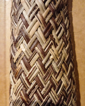 A small part of a tipiti or tapiti, a traditional cylindrical utensil and press made of woven straw, used mainly by indigenous peoples and riverside communities in the Amazon, in Curitiba, PR, Brazil.