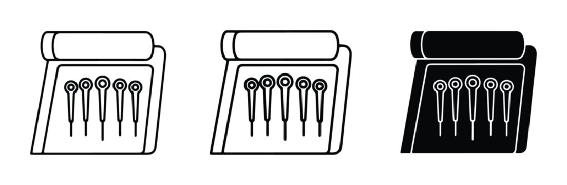 Set of 3 Dartboard Icons, Dart Game Elements, Sports Equipment Graphics, Vector Art