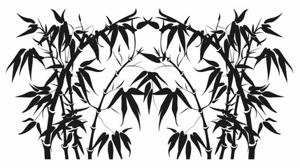 Fototapeta premium Black and white bamboo silhouette vector illustration for design