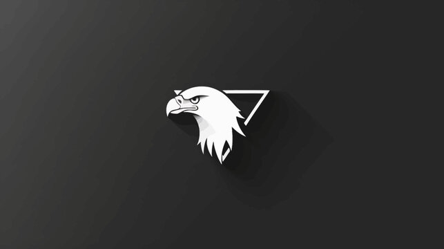 Stylized white eagle head logo on dark background with long shadow