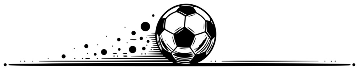 Soccer ball moving with motion trail of dots in minimalist graphic style © Cristiano