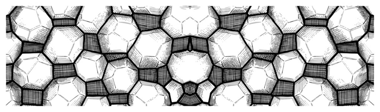 Soccer ball texture pattern with detailed hatching in vintage engraving style