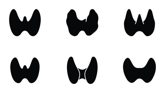 Thyroid Gland Icons Set, Medical Health Symbols, Anatomical Vector Graphics for Healthcare and Science