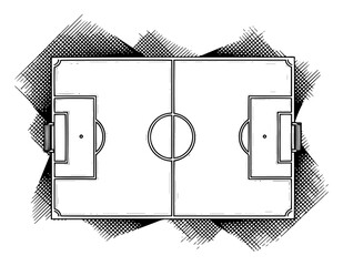 Soccer field top view plan with line markings in vintage engraving style © Cristiano