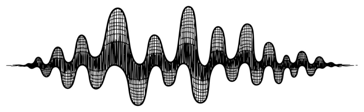 Audio wave frequency equalizer graphic in vintage engraving style