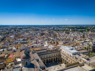 Obraz premium Celestini Palace. Aerial drone panorama of Palazzo dei Celestini in Lecce Old Town. Puglia city view