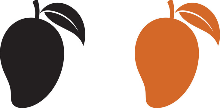 Vector illustrations of black and orange mango icons mango