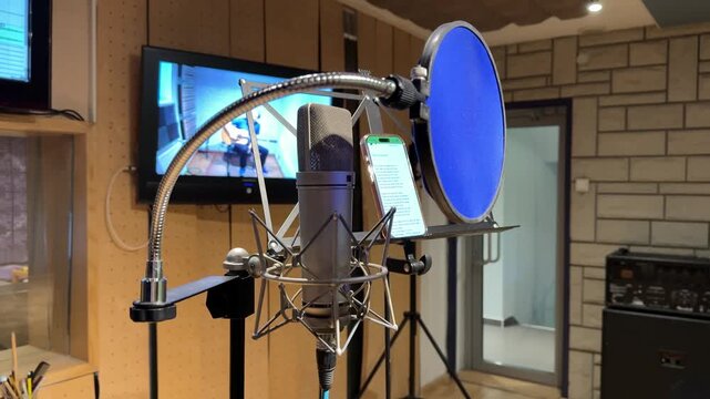 Professional Studio condenser microphone with blue pop filter