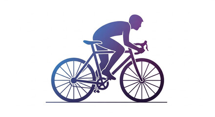 Obraz premium Silhouette of a cyclist riding a road bike in motion gradient