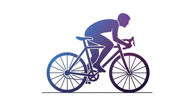 Silhouette of a cyclist riding a road bike in motion gradient