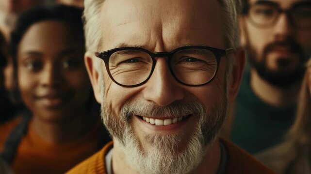 Mature bearded man smiling at camera