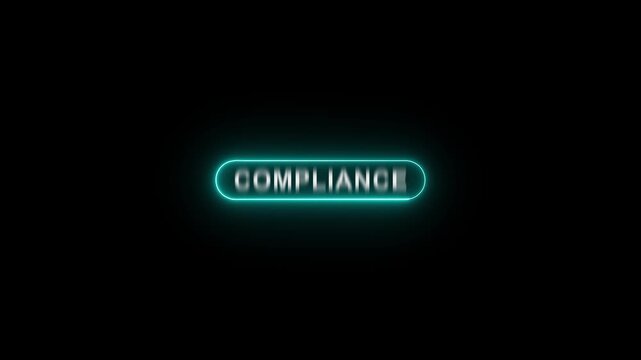 Glowing neon interface and select button Compliance. Business concept.4k motion graphics video